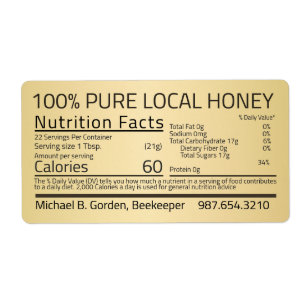 Honey Nutrition Fakten Gold Shipping Label