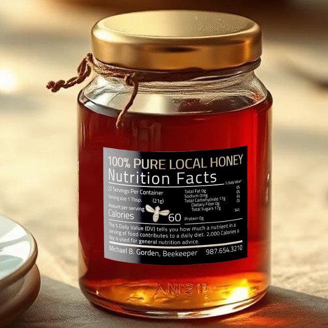 Honey Nutrition Fakten Little Bee Food Label Black Lebensmitteletikett (Von Creator hochgeladen)