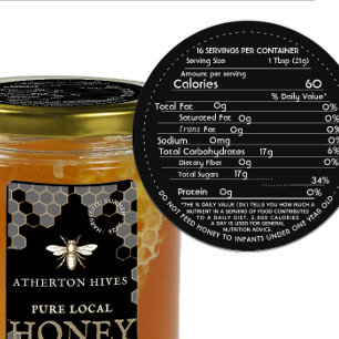 Honey Nutrition Fakten Säugling Warnschild-Schild Runder Aufkleber