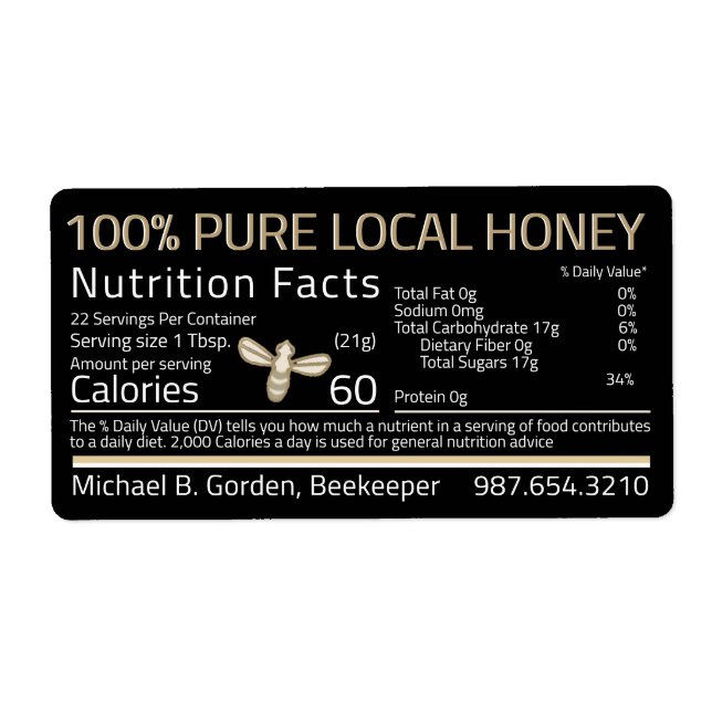 Honey Nutrition Little Bee Shipping Labels Black (Vorne)