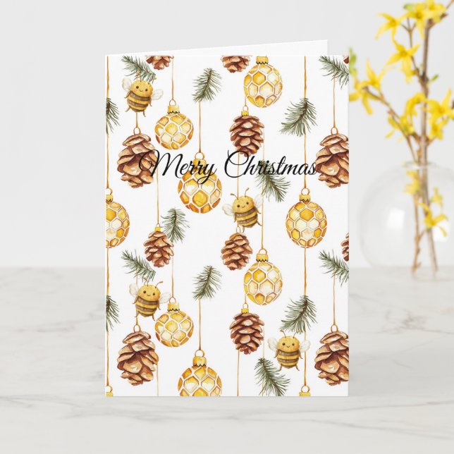 Honey Ornaments Happy Bees Christmas Pine Cones Karte (Gelbe Blume)