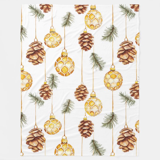 Honey Pine Cones Christmas Fleecedecke (Vorderseite)