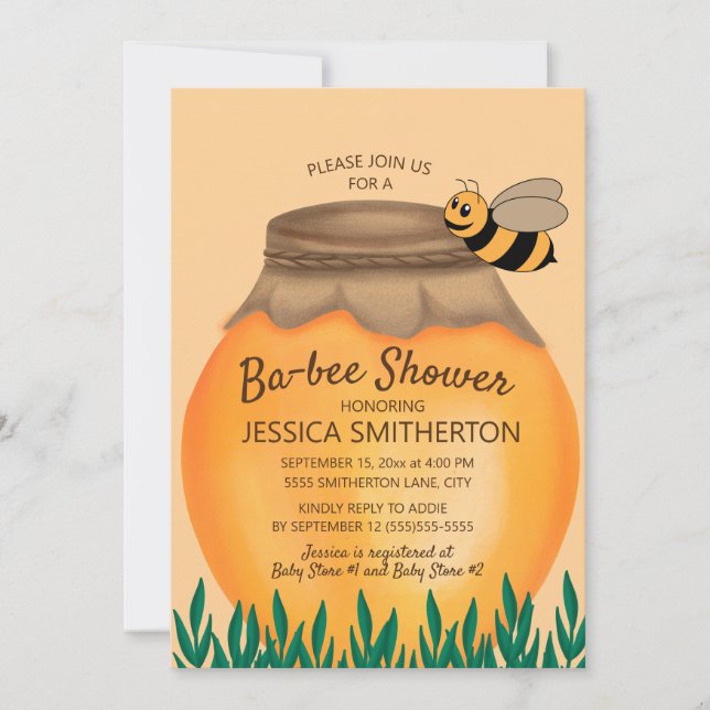 Honey Pot and Bumblebee Baby Shower Einladung (Vorderseite)