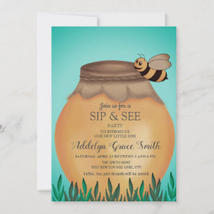 Honey Pot and Honeybee Sip See Baby Shower Einladung