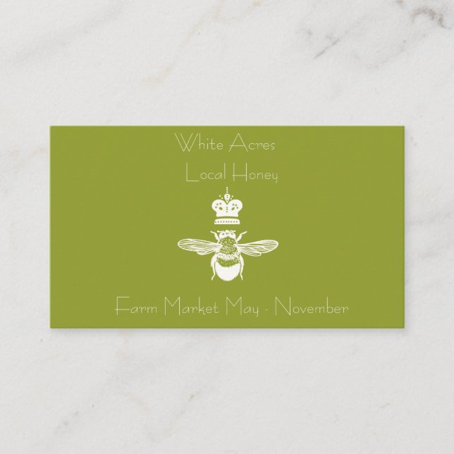 Honey Queen Bee Business Card Visitenkarte (Vorderseite)