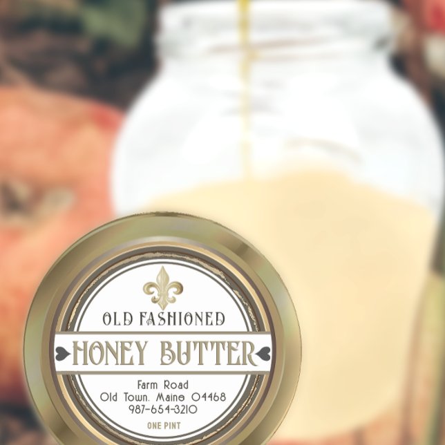 Honey Retro Grunge Hearts Lilie Gold Label Runder Aufkleber (Von Creator hochgeladen)