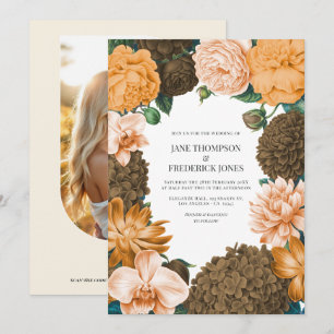 Honey Rose, Aprikosen Fleur & Toffee Bloom Hochzei Einladung