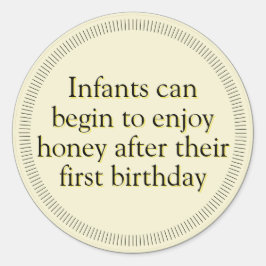 Honey Säugling Warnhinweis dunkelgelbe Aufkleber