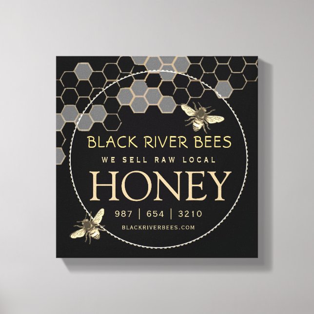 Honey Sign Beekeeper Gold Honeycomb Bienen Leinwanddruck (Vorderseite)