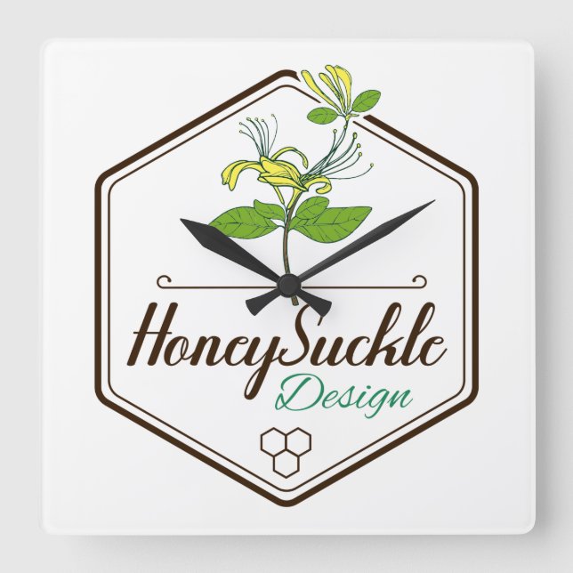 Honey Suckle Quadratische Wanduhr (Vorderseite)