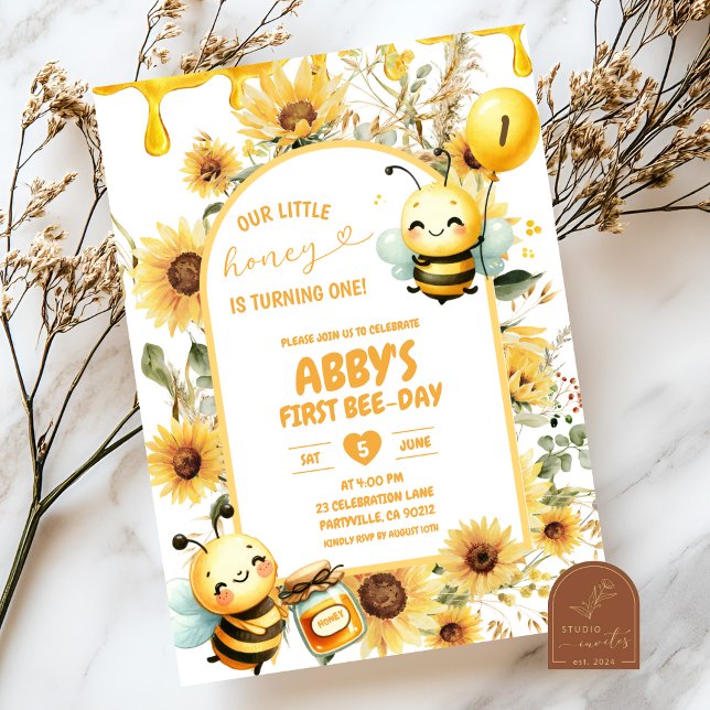Honey Sunflower First BeeDay Einladung (Von Creator hochgeladen)