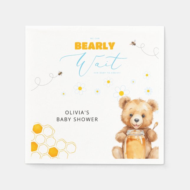 Honey Teddy Bear Boy Girl Baby Shower Serviette (Vorderseite)