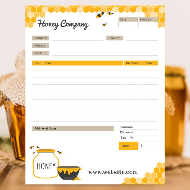 Honey Theme Order Form und Rechnungsnotierung Notizblock (Von Creator hochgeladen)