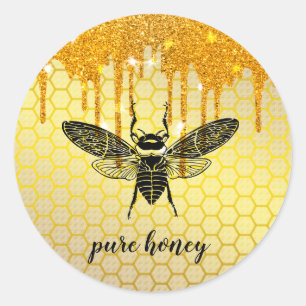 Honey Tropfens Gold Bee Seller Apiarist Vintag Runder Aufkleber