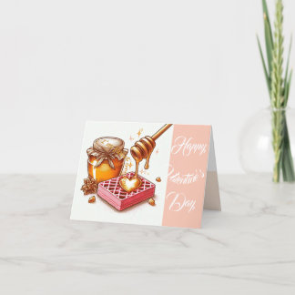 Honey & Waffle Fun Phrase Artistic Valentine Card Feiertagskarte
