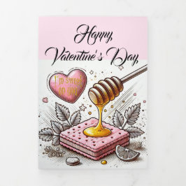 Honey & Waffle Sweet Fun Phrase Artistic Valentine Dreifach Gefaltete Urlaubskarte