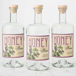 Honey Wine Mead Bees and Clover Alkoholflaschenetikett