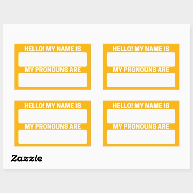 Honey Yellow Name & Pronoun Labels Rechteckiger Aufkleber (Blatt)