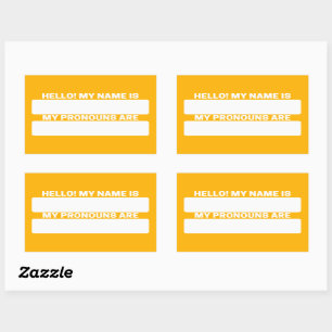 Honey Yellow Name & Pronoun Labels Rechteckiger Aufkleber
