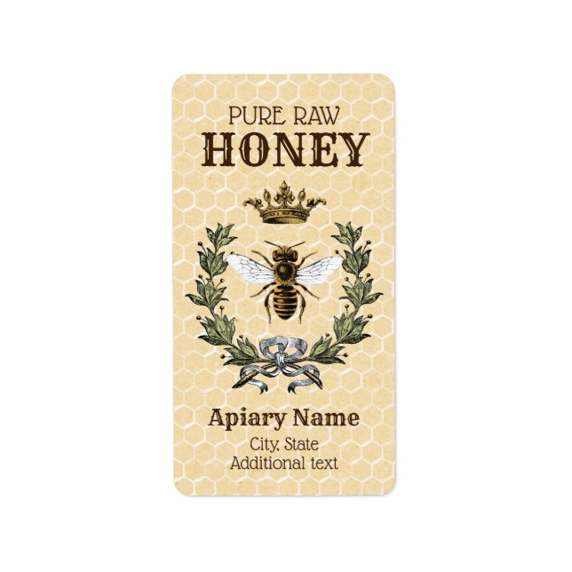 Honeybeary Apiary Crown and Wreath Label Adressaufkleber (Vorne)