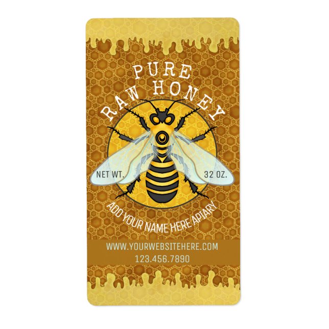 Honeybee Apiary Honey Jar Labels | Honigwabenbiene (Vorne)
