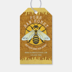 Honeybee Apiary Honey Jar Tags   Honigwabenbiene Geschenkanhänger