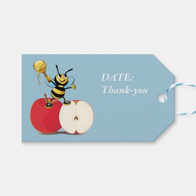 Honeybee Apple Rosh HaShana Geschenkanhänger (Vorderseite (Horizontal))