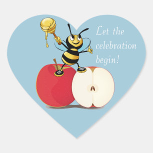Honeybee Apple Rosh HaShana Herz-Aufkleber
