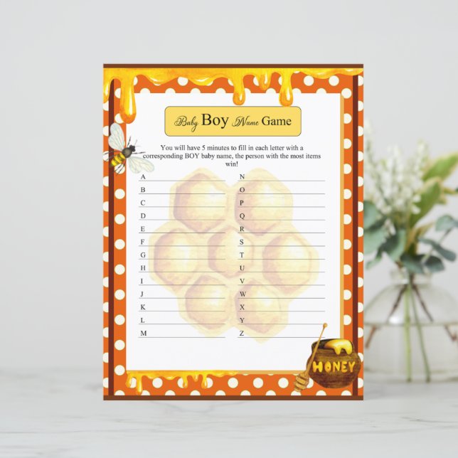 Honeybee Baby Boy Name Game (Stehend Vorderseite)