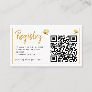 Honeybee Baby Shower - Registrierung QR Code Begleitkarte