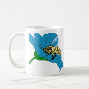 Honeybee Blue Blume Illustration Kaffeetasse
