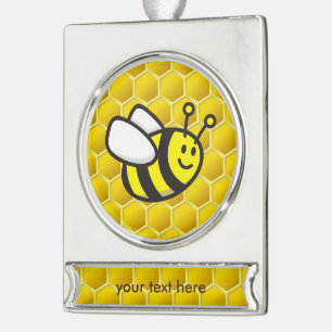 Honeybee-Cartoon Banner-Ornament Silber