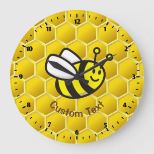Honeybee-Cartoon Große Wanduhr