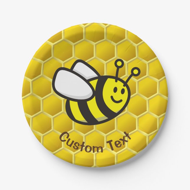Honeybee-Cartoon Pappteller (Vorderseite)