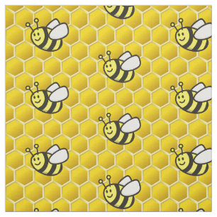 Honeybee Cartoon Pattern Stoff