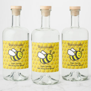 Honeybee Cartoon Racomelo Label Alkoholflaschenetikett