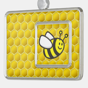 Honeybee-Cartoon Rahmen-Ornament Silber