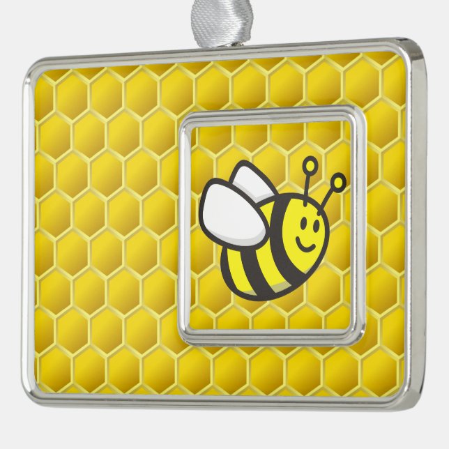 Honeybee-Cartoon Rahmen-Ornament Silber (Links)