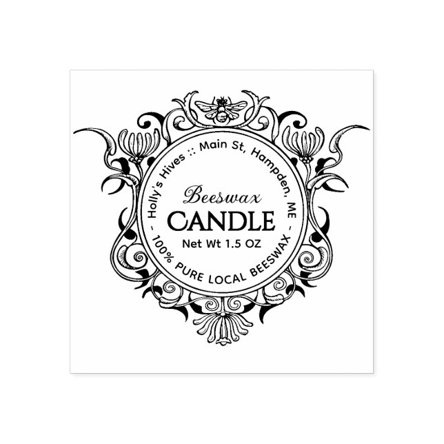 Honeybee Frame BEESWAX CANDLE Gummistempel (Prägung)