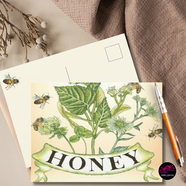 Honeybee Haven Postkarte (Vintage honeybee art, designed to travel beautifully.)