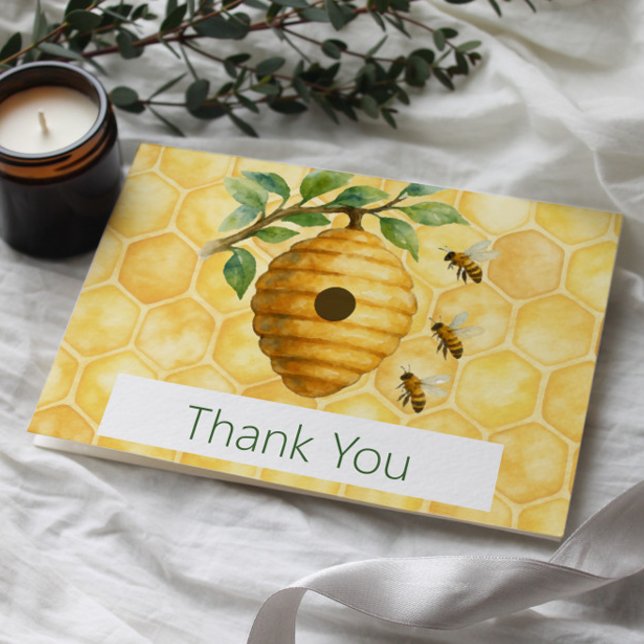 Honeybee Hive Baby Shower Dankeskarte (Honeybee Hive Baby Shower Thank you Card)