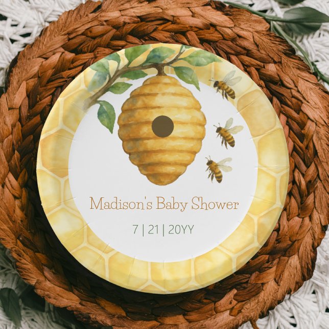 Honeybee Hive Baby Shower Pappteller (Honeybee Hive Baby Shower Paper Plates)