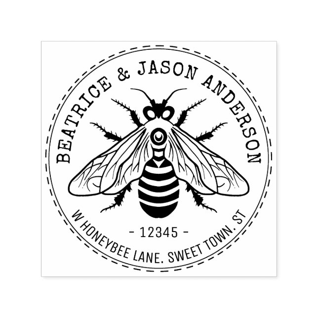 Honeybee Honey Bee Family Name Rücksendeadresse Permastempel (Design)