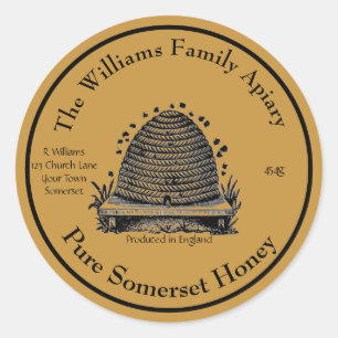Honeybee Honey Jar Apiary Label   Honey Runder Aufkleber