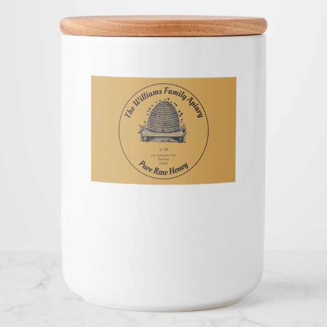 Honeybee Honey Jar Apiary Label | Reiner Honig Lebensmitteletikett (Vorderseite)