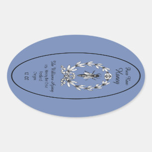 Honeybee Honey Jar Apiary Label   Reiner Honig Ovaler Aufkleber