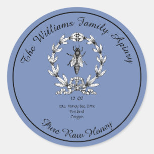 Honeybee Honey Jar Apiary Label   Reiner Honig Runder Aufkleber