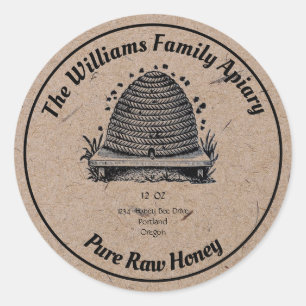 Honeybee Honey Jar Apiary Label   Reiner Honig Runder Aufkleber