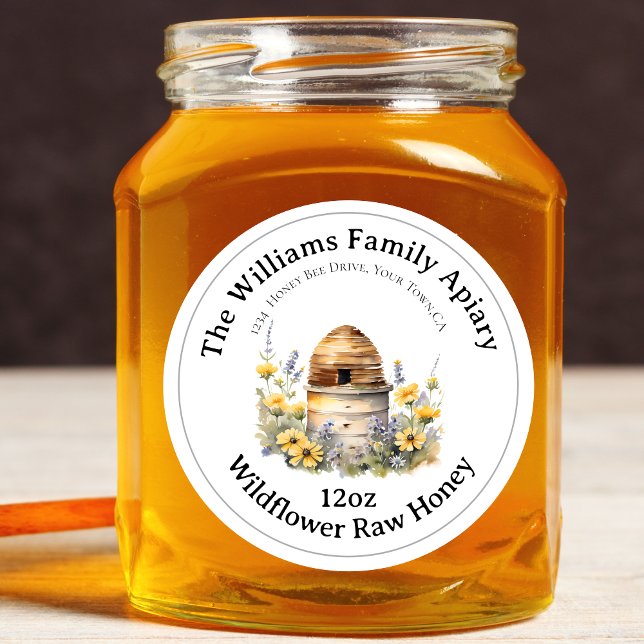 Honeybee Honey Jar Apiary Label Wildblume Honey Runder Aufkleber (Von Creator hochgeladen)