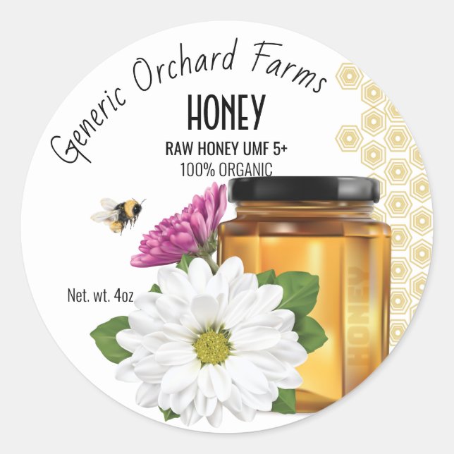 Honeybee Honey Jar Label Runder Aufkleber (Vorderseite)